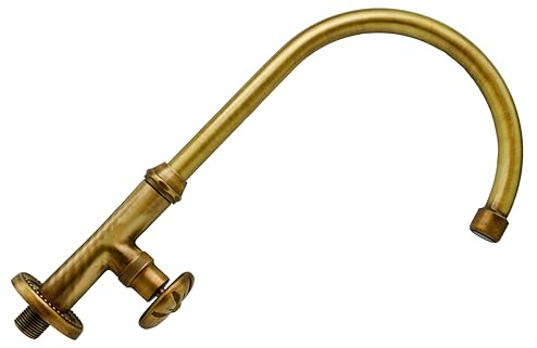 L'ARTISTICA F.LLI PERINCIOLI | Rubinetto Monoforo a Colonna Bocca Alta Girevole a Tubo Bronzato, Rubinetto in Ottone Monoforo con Canna Alta Girevole per Interno ed Esterno, 365x185mm