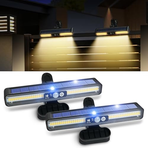 HOTUT Solarlampen für Außen, 2 Stück Clip Solarleuchten mit Bewegungsmelder, 36 LEDs Wandleuchte Solar für Garten, mit 2 Montagearten 3 Modi solarlampe für außen Garten, Diele, Hof
