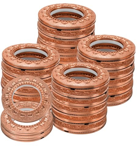 QUARKZMAN 32pz Occhielli per Tende, 1-5/7(42 mm) ID Motivo Pannelli Tende Finestre Anelli Occhielli Scorrevoli a Basso Rumore per Bastone Tende Casa, Oro Rosa