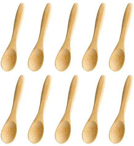 10 Pieces Handmade Small Wooden Spoons, 3.54 Inch Mini Honey Spoon, Table Tea Spoons, Tiny Coffee Spoons for Sugar Condiment Spices Salt Sauces Ice Cream (10 Pieces)
