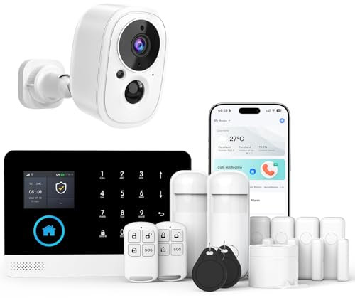 Sistema de Alarma inalámbrico 4G+WiFi con cámara Exterior: configuración rápida y Sencilla, sin cuotas mensuales, Control Mediante App para la Seguridad del hogar