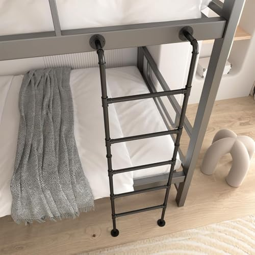 XCHSXYL 4ft 5ft 6ft 7ft 8ft Height Loft Ladder for Bunk Bed, Attic Stairs Egress Ladder for Home Climbing Escape Ladder, Black Metal Steps Ladder for Basement Warehouse Outside(125cm/49in)
