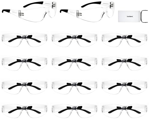 toolant 14-pack genomskinliga skyddsglasögon med ANSI Z87.1/UV 400-standard, universellt slagtåligt och repskydd, ögonskydd för fotografering, konstruktion och laboratorium