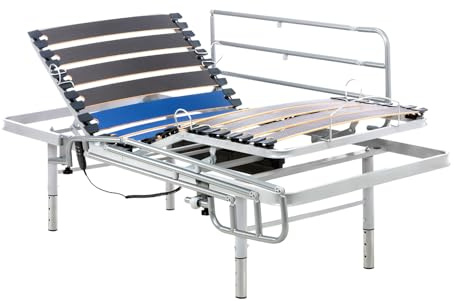 Geriafy - Cama Articulada Eléctrica Reforzada con Patas Regulables | Barandillas abatibles Resistentes (105x190 cm, Mando por Cable)