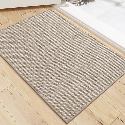 AMFUN Fußmatte Innen 40 x 60 cm, Schmutzfangmatte Innen, rutschfest Absorbierend Fussmatte, Dünne Eingangstürmatte, für Eingangsbereich & Aussenbereich, Khaki