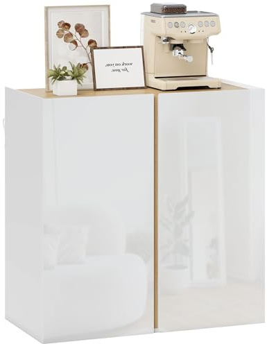 HOMCOM Buffet à Haute Brillance Meuble de Rangement 80 x 40 x 80 cm Blanc