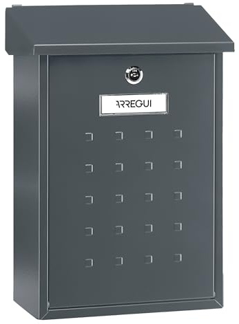 ARREGUI Premium E5605 Boîte aux Lettres Murale en Acier Anti-Pluie Facile à Installer Anthracite Format M