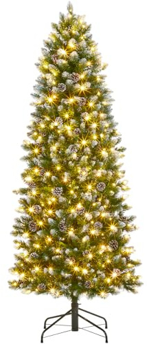 Garvee Weihnachtsbaum Künstlich 180 cm Tannenbaum Mit Kiefernzapfen Und Metallständer Wiederverwendbarer Christbaum Schnellaufbau Klappsystem Geschmückt Für Weihnachten