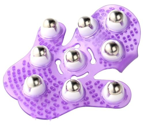 MassageGlove - Guanto massaggiante con 9 sfere rotanti in acciaio inox, a forma di mano, ideale per rilassamento muscolare, favorire la circolazione sanguigna e alleviare lo stress, dispositivo per