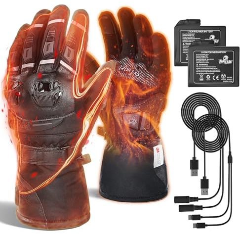 IRON JIA'S Beheizbare motorradhandschuhe 3000mAh 2025 Upgrade Intelligente Temperaturregelung,beheizbare Handschuhe USB für Herren Damen,Warme Outdoor Winter Motorradhandschuhe mit 4 Heizstufen,XXL