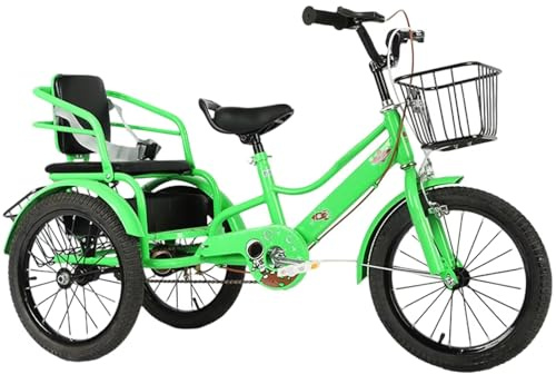 LSQXSS Fahrrad mit Pedalen, Doppelbremsen, Rücksitz mit Gurt, verstecktem Staufach, 3-Rad-Fahrraddreirad für Freizeitradfahren, Sport und Picknicks im Freien