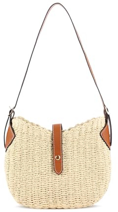 HuiYStar Sac Bandoulière en Paille pour Femme,Sac à Main Hobo Tissé à la Main,Sac de Plage D'été en Rotin
