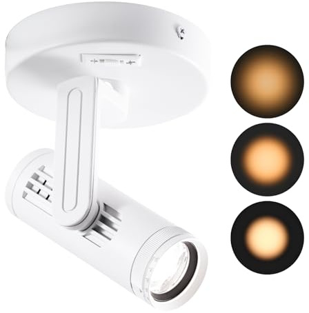 Zoomable Ceiling Spot Light Indoor 12W Art Display Accent Lighting 3000-6000K Selectable Modern LED Spotlights,15-55° Beam Angle, Directional, Accent lighting for Kitchen, Corridor, Hallway (White)