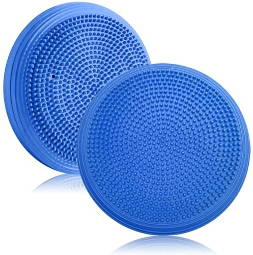 CEWROM Balansdyna med pump, balanskudde för vuxna, bollsitskudde med luftpump, diameter 34 cm balansträning yoga matta massage bräda sjukkudde för träning, yoga, rehabilitering (blå)