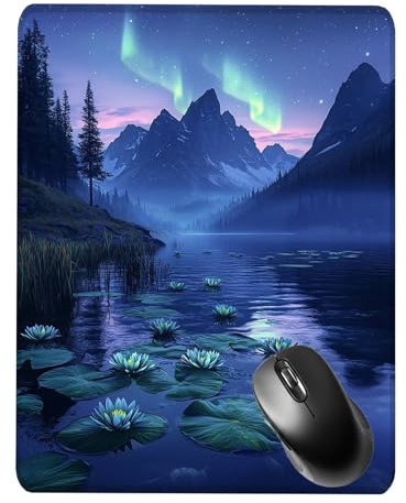 Alfombrilla Ratón Gaming, Mouse Pad, con Base de Goma Antideslizante, Superficie Impermeable, Bordes Cosidos, Compatible con Ratones Láser y Ópticos Portátil, Office, 32x26x0.3cm Lotus Montaña S0F-279