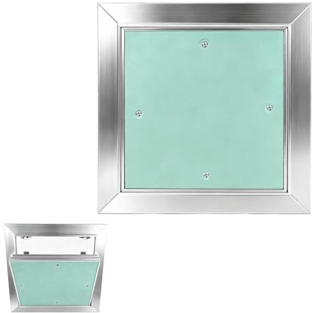 EFUTURETIME 20x20cm Trampilla Pladur Aluminio para 12,5mm Tablero de Yeso | Tapa para Revision Yeso, Panel Acceso Enrasado Pintable para Techo y Pared, Resistente Humedad, Tapar Cuadro Eléctrico