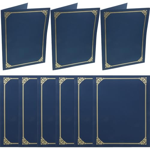 Cabilock Copertine per Certificati 10 Pezzi Bordi in Lamina Dorata, Carta Resistente e Design Classico, per Cerimonie di Premiazione e Conservazione Diplomi