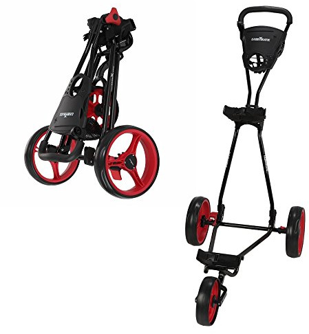 Caddymatic Golf Continental 3 Wheel Folding Golf Push/Pull Cart Black/Red