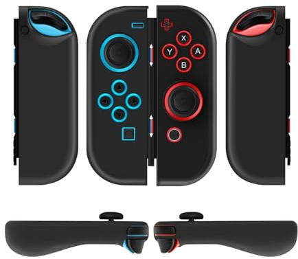 TNP Switch Joy Con Hülle für Nintendo Switch Joy Con Controller, Silikon Grip Skin Cover Case für Joycon Controller, Silikonhülle/Schutzhülle mit Joystick Kappen, Spielzubehör, 2er-set, Schwarz