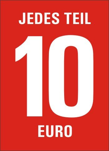 Preisschilder 10 Stück Jedes Teil 10 Euro DIN A4 / 21 x 29,7 cm für Räumungsverkauf/ohne Rahmen