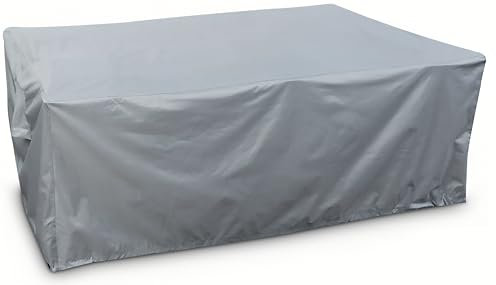 Kingsbridge Rectangular Garden Furniture Table Cover 600D Heavy Duty Fabric, Double Stitching, Waterproof, Anti UV, Breathable, Rip Proof, Grey Outdoor Patio Furniture Protector 240 x 135 x 80cm