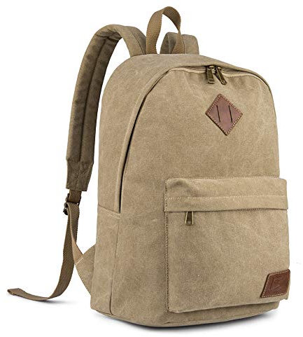 seemeroad Canvas Vintage Rucksack Ultraleichter und Lässiger Rucksäcke Laptop Daypack Schulrucksack Reiserucksack für Herren Damen (Khaki)
