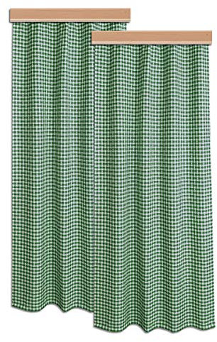 SeGaTeX home fashion 2er Set Landhaus Dekoschal Leni in Grün mit Karo-Muster und kleinen Herzen Übergardine mit Reihband