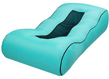 QIROG Im Freien faul aufblasbares Bett Luft Sofa Schlafsack im Freien Strand Luft Sofa-Lake Green_145 * 70 * 35CM