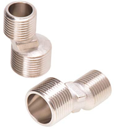 Aqbau® Universal S-Anschluss Set - 2 Stück I Messing I 3/4 x 1/2 Zoll, 10mm Versatz, Ideal für Wandarmaturen in Küche und Bad, Einfache Montage, Robust für Sanitärinstallationen