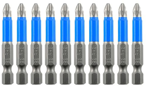 VESTTIO Anti Slip Phillips Cross Slot PH2#2 Short Screwdriver Bit Set 10PCS 1/4 Inch Hex Shank 2 Inch/50 mm Length S2 Steel with Magnetic Tip for Power Screwdriver Drill Impact Driver Tool Accessory
