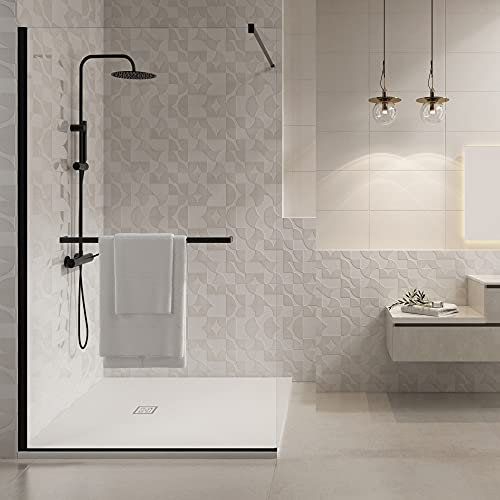 parete doccia walkin 8mm 130cm con profilo in alluminio nero walk-in h. 195cm.