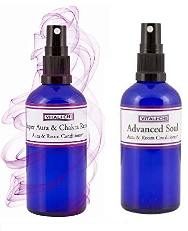 Vitali-Chi Advanced Soul and Super Chakra Repair Aura & Room Spray Bundle – con hojas de Ho e incienso, bergamota, naranja amarga y pachulí aceites esenciales puros – 50 ml