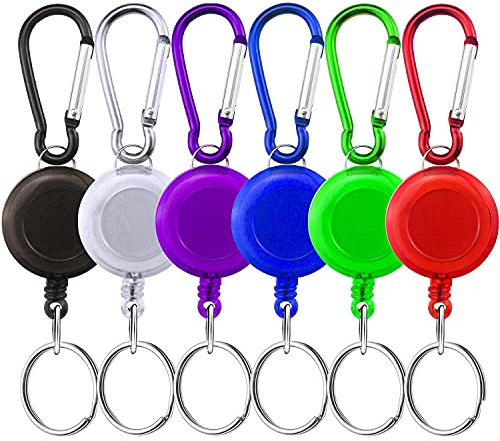 Unvtap Ausziehbarer Schlüsselanhänger 12 Stück Schlüsselband Ausziehbar Einziehbarer Schlüsselanhänger für Büroangestellte, Fabrikarbeiter, Reisebegeisterte