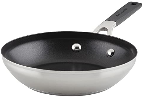 KitchenAid 71019 Bratpfanne, antihaftbeschichtet, Edelstahl gebürstet