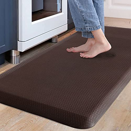 Carvapet rutschfest Küchenteppich Anti Ermüdungsmatte Küchenläufer Schaum-Stehmatten PVC Abwischbar Laufteppich Küchenmatte Bodenmatte (Braun,44x99cm)