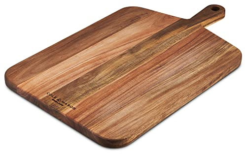 Cole & Mason Barkway Large Chopping Board with Handle, Acacia Wood, Double Sided Wooden Board/Cutting Board/Serving Board, (L) 520 mm x (W) 320 mm x (D) 20 mm, Not Suitable for The Dishwasher