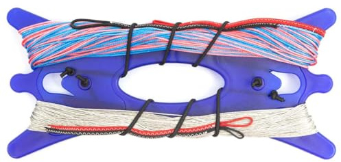 HQ Design ideale Leinen für Lenkdrachen Dyneema Winderset Hi-tech Dyneemaleinen+Winder extrem dünne leichte dehnungsarme Fasern Made in Germany div. Längen+Stärken (200/120kp (Rot-blau/Grau), 4X 20m)