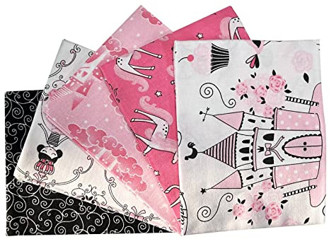 Fabric Palette Princess Bella Fat Quarter Stoffpaket mit 5 Stück, 100 % Baumwolle, ideal für Handwerk, Quilten, Patchwork, Wimpelketten, Nähen