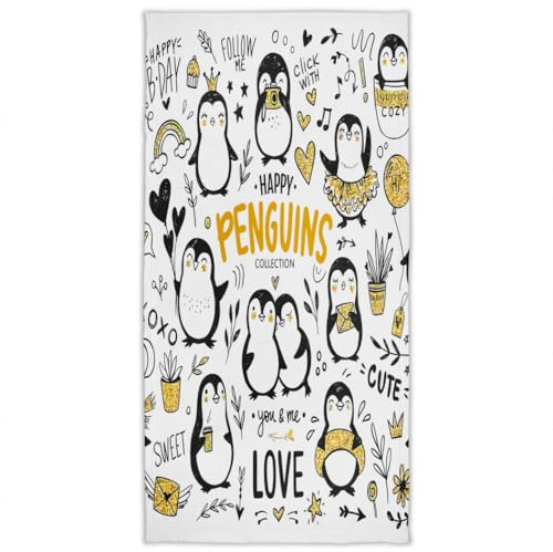 Violetpos Badetuch Glückliche Pinguine Süße Liebe 70 cm x 140 cm Strandtuch