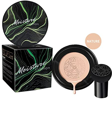 Mushroom Head Air Cushion CC Cream, Matte Even Skin Tone Nude Makeup Base Moisturizing Concealer, Cream Makeup Base Long Lasting With Mushroom Makeup Sponge (02# natural color)