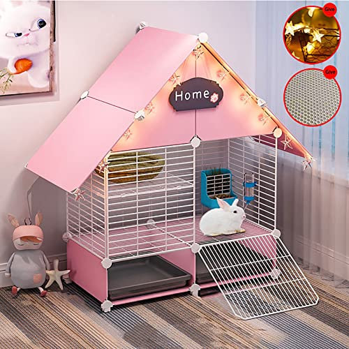 Cozy Pet Cage Black ABS Tray Puppy Crate Cat Indoor Pet Cage Laufstall mit Boden, Schiebetür mit Riegel, Haken for einfache Montage (Color : Pink, Size : 72x37x89CM)