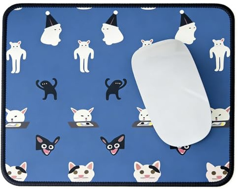 Simpatico tappetino per mouse per gatti, divertente tappetino per il mouse, tappetino per mouse in gomma antiscivolo quadrato per studio di lavoro (gatto blu)