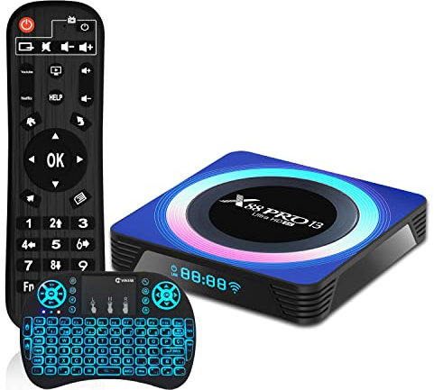 AMITVA X88 Pro 13 Android 13.0 TV Box, 4GB RAM 64GB ROM RK3528 CPU Smart Set Top Box Incorporado 2.4G / 5G WiFi Bluetooth 4.2, Videos 3D 8K UHD, con Mini Teclado Inalámbrico,2gb+16gb