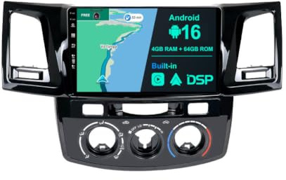 BXLIYER Android 16 IPS Autoradio Pour Toyota Fortuner Hilux Revo Vigo (2004-2014) - 4G+64G - Sans fil Carplay + Android Auto - Caméra GRATUITES - 2 Din 9 Pouce - Dab Volant WLAN Fast-boot Split-Screen
