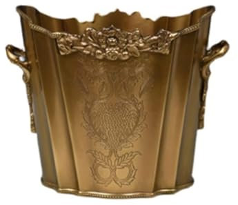 Wein- & Sektkühler Messing-Eiskübel, handgeschnitzter Vintage-Eiskübel for Bar, Champagner, Rotwein, Kühlung, Whiskey-Fass, Bierkübel Eiseimer (Color : Gold L)