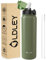 OLDLEY Stainless Steel Water Bottle with Straw 1L Vaccum Insulated Large Drink Flask Metal Water Bottles 1 Litre Leakproof Keep Drinks Hot Cold for Camping Sports Gym Adult Women Men(Olive, 1 Lid)
