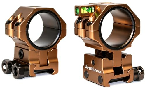 WestHunter Optics - Fixations de Lunettes de Tir Picatinny de Précision, Montures Réglables pour Tube de 34 mm avec Niveau à Bulle, Adaptateur de 30 mm et 25.4 mm | Hauteur Centrale de 34 mm à 40 mm