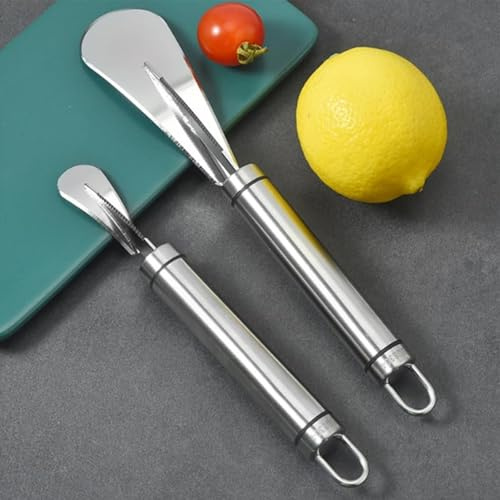 Fellflying 2 Stück Orangefarbenes Grapefruitmesser Aus Edelstahl | 7/9 Zoll Orangenschäler | Citrusfruits Zitronenmesser Mit Langem Griff | Effizientes Schälwerkzeug Für Zitrusfrüchte