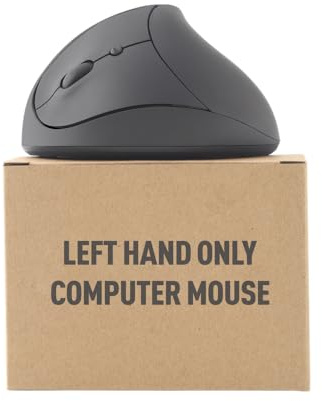 Urby Left Handed Mouse Wireless, Ergonomic, Vertical. Also As Left Handed Gaming Mouse. Compatible with Windows/macOS/iPadOS, Laptop, PC. [Battery Included] (Black)