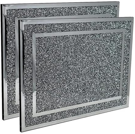 BML 2 x Crushed Diamond Silver Crystal Glass Chopping Board Stylish Elegant Heavy Duty Heat Resistant Kitchen Worktop Saver for a Luxurious Rich Look (Silver, 30x40cm)